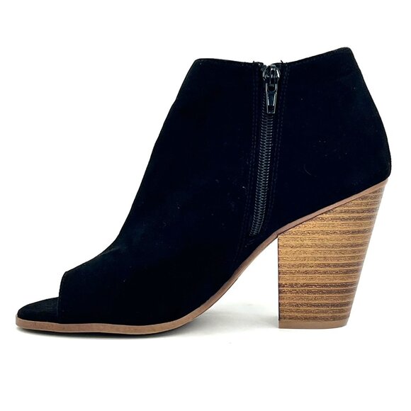 Fergalicious By Fergie Revenge Black Peep-Toe Block Heels Womens 8.5M Zippered - Picture 12 of 16